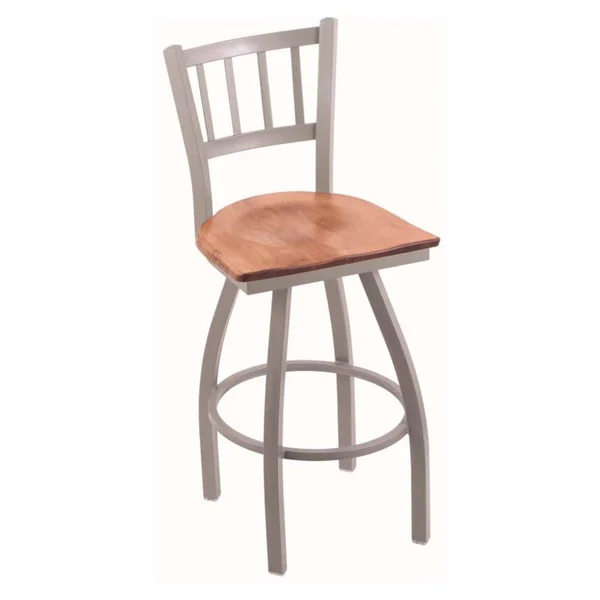 Holland Bar Stool 810 Contessa 25x22 Swivel Counter Stool with Stainless Finish and Medium Maple Seat