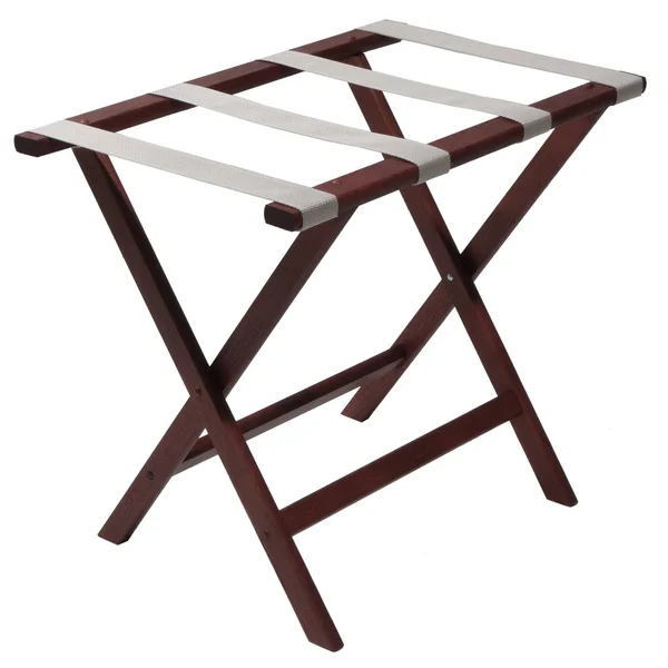 Wooden Mallet Silver Straps - Mahogany Deluxe Straight Leg Luggage Rack