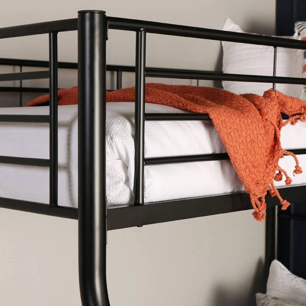 Premium Metal Twin Over Full Bunk Bed - Black - Black