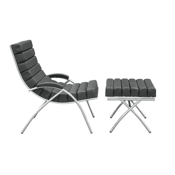 Fine Mod Imports Classic Chair & Ottoman - White