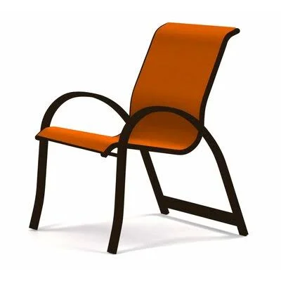 Aruba Stacking Metal Patio Dining Armchair Telescope Casual Frame Color: Textured Kona, Color: Tangerine 41D