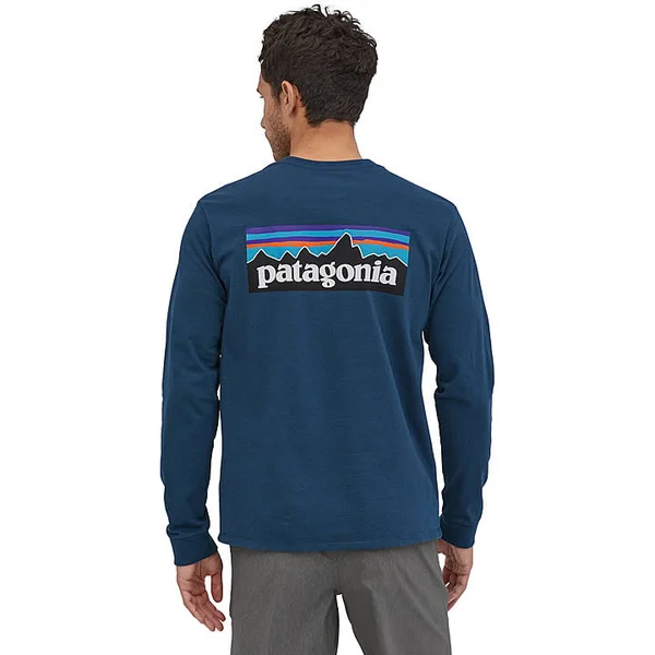 Patagonia Men's Long-Sleeved P-6 Logo Responsibili-Tee Crater Blue, M