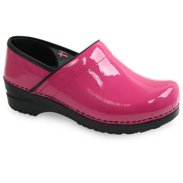 Women's Professional Patent Clog -Fuchsia