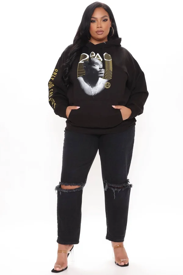 Womens His Judgement 2pac Hoodie in Black Size 2x by Fashion Nova