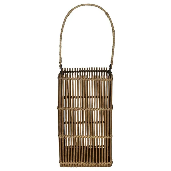 Rattan Bamboo Wood Lantern Candle Holder Natural 6x22 x 6x22, Metal