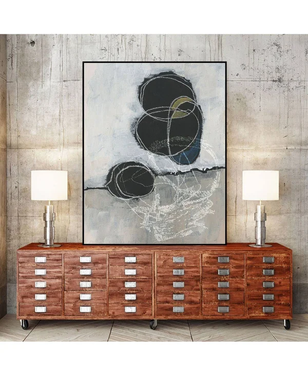 Giant Art 40x22 x 30x22 Primary Orbs I Art Block Framed Canvas - Tan
