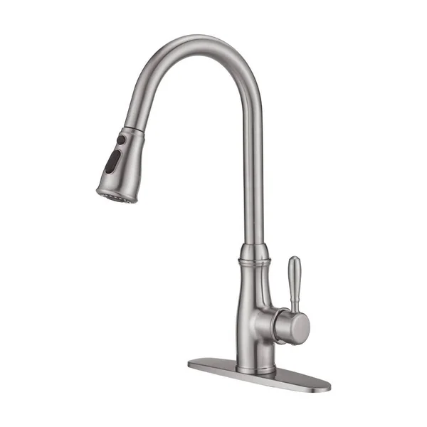YASINU Single Handle Pull Down Sprayer Kitchen Faucet with Deckplate Included in Brushed Nickel