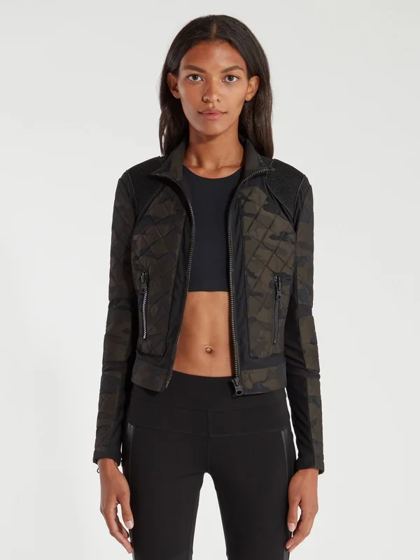 Women's Blanc Noir Camo Mesh Moto Jacket