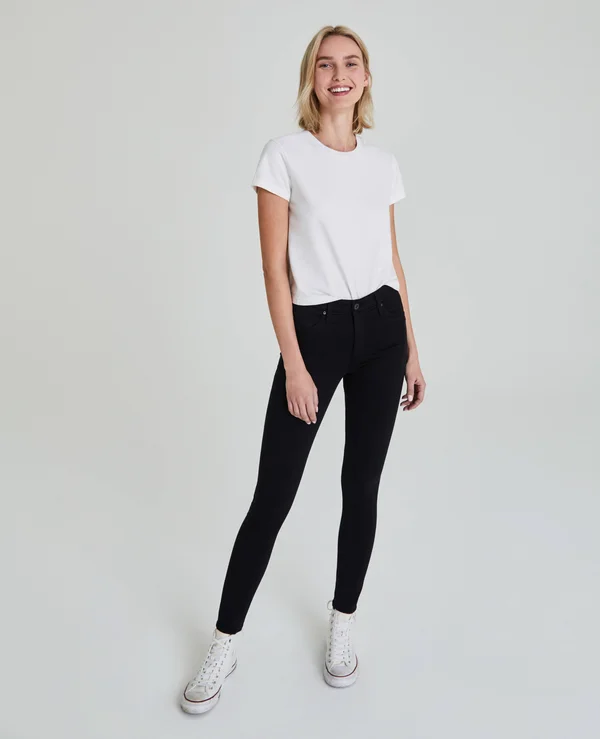 Ag Farrah High-Rise Sateen Pants - Black