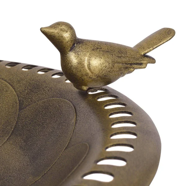 Costway Antique Gold Freestanding Pedestal Bird Bath Feeder Outdoor