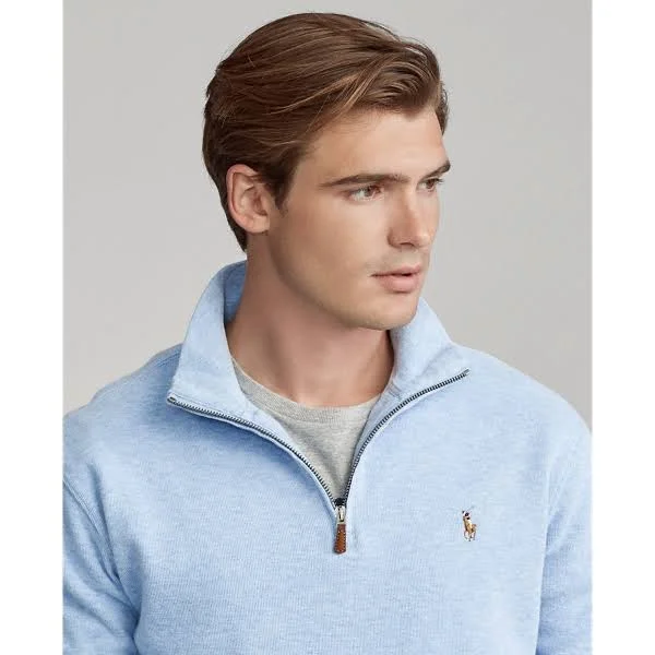 Polo Ralph Lauren Men's Big & Tall Estate-Rib Quarter-Zip Pullover - Jamaica Heather