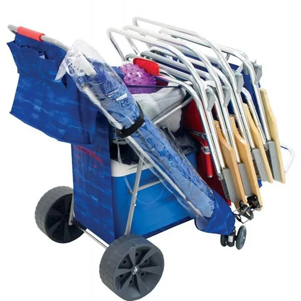 Rio Brands Deluxe Wonder Wheeler Portable Folding Outdoor Utility Cart, Blue