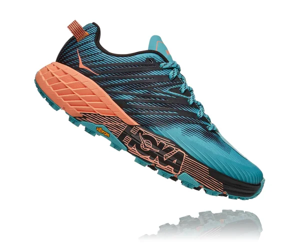Hoka Women's Speedgoat 4 Trail Running Shoes in Blue/Orange - Size 10