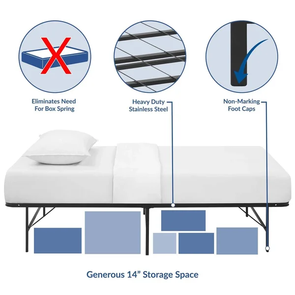 Modway Horizon Stainless Steel Bed Frame - Silver, Twin