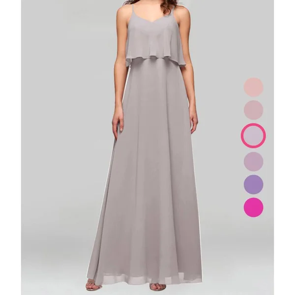 Azazie A-Line/Princess V-Neck Floor-Length Chiffon Bridesmaid Dresses - Dusk