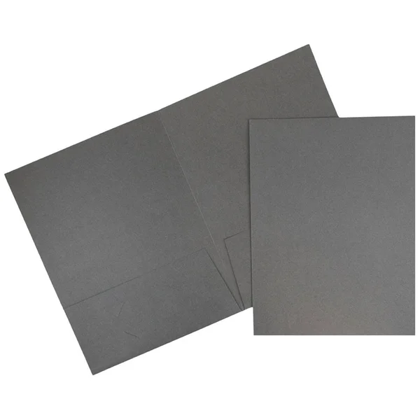 Jam Paper 2-Pocket Portfolio Folder Gray Linen 100/Box 3084B