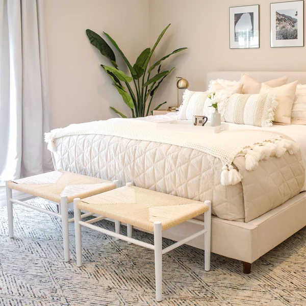 Navia Large Throw Pillow in Off White - Poly & Bark