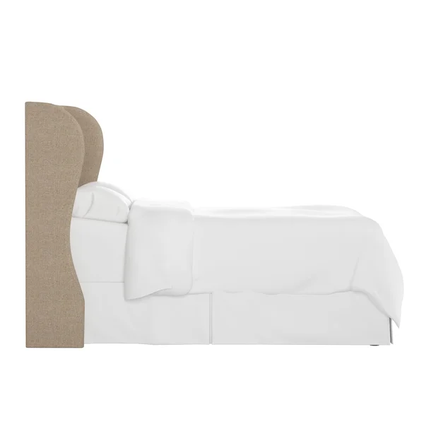 Skyline Furniture Tufted Wingback Upholstered Headboard, California King, Sandstone Linen