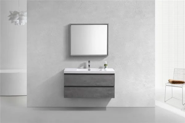 Moreno Bath Moreno Bohemia 42-in Cement Gray Single Sink Bathroom Vanity with Pure White Acrylic Top - MOB42-CG