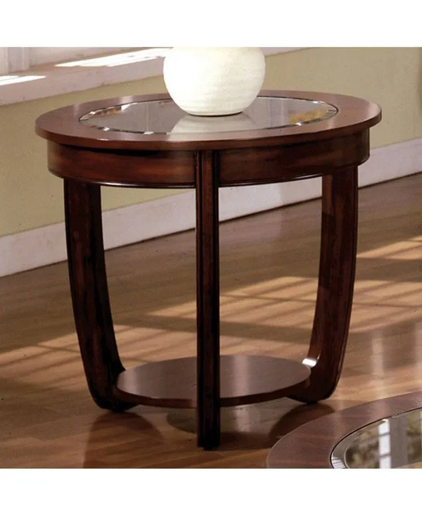 Benzara - Crystal Falls Transitional End Table, Dark Cherry