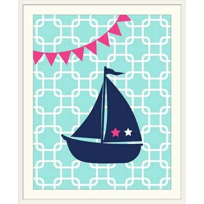 Aguayo &Sailboat Chain II Girl& by Tamara Robinson Graphic Art Print Sunside Sails Format: White Frame, Size: 23x22 H x 20x22 W