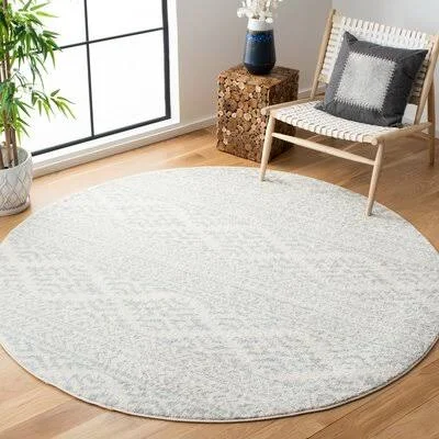 Dias Power Loom Ivory/Light Gray Rug Dakota Fields Rug Size: Round 6&7x22