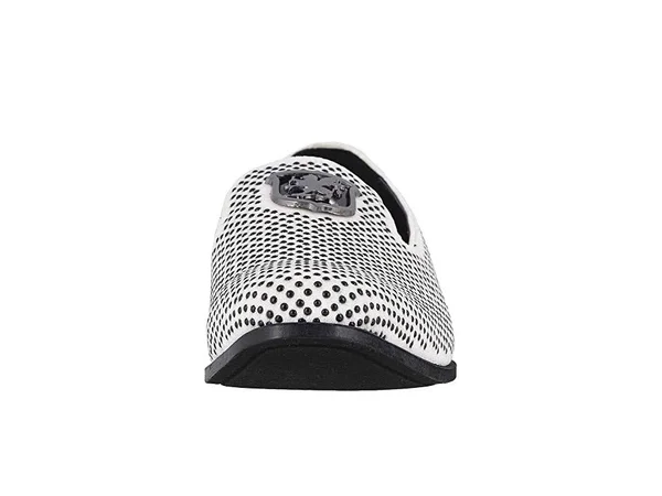 Stacy Adams Men's Swagger Studded Ornament Slip-On - Black with White