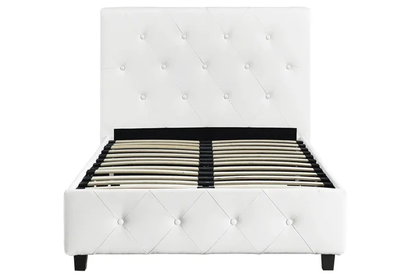 DHP Dakota Upholstered Faux Leather Platform Bed - Twin, White