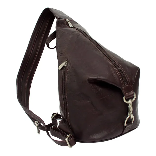 Piel Leather Three- Zip Hobo Sling Chocolate