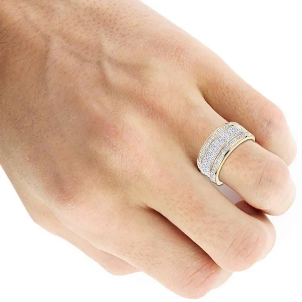 Luxurman 10K Gold Men's 2/5ct TDW 5-Row Diamond Ring - White - 9.5