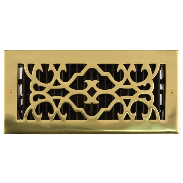 Traditional Brass Wall Register - Polished Brass 6x22 x 12x22 (7-1/2x22 x 13-1/2x22 Overall), Signature Hardware 292099