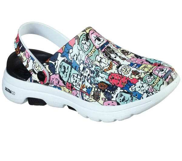 Skechers Women's Foamies Go Walk 5-Dog Lover Clog, Black/Multi, 8