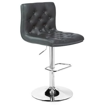Bilyana Swivel Adjustable Height Bar Stool Latitude Run Upholstery: Black Leather