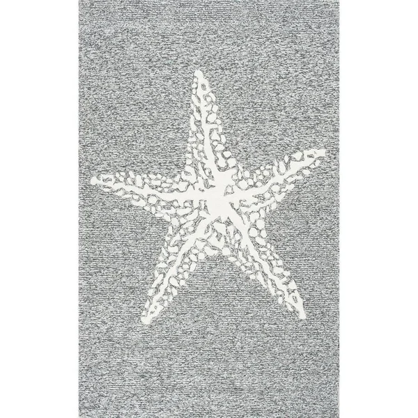 nuLOOM Marine Hand Hooked Indoor/Outdoor Area Rug - 5& x 8&, Grey