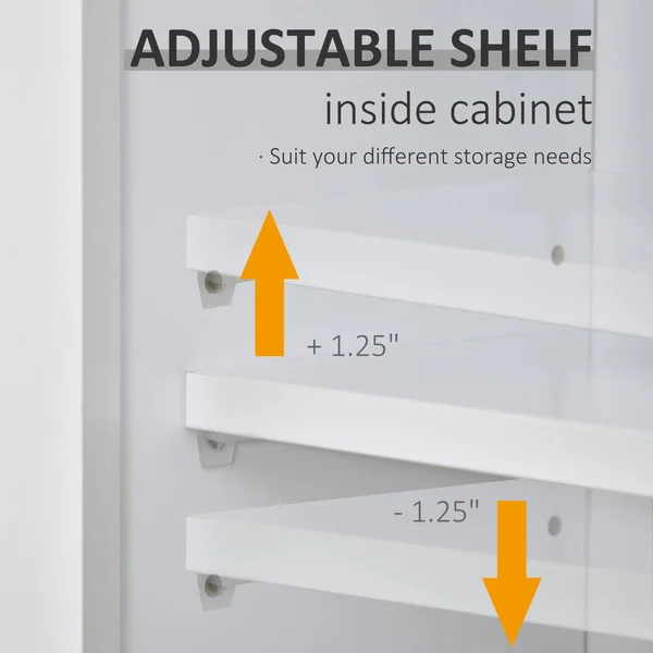 Kleankin Bathroom Cabinet Wall Mount Storage Organizer with Mirror Adjustable Shelf Wood Medicine Cabinet White