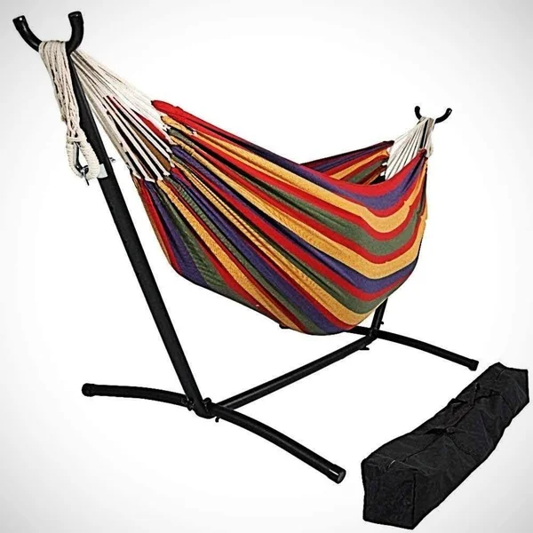 Ocean Stripe Double Classic 2 Person Hammock with Stand