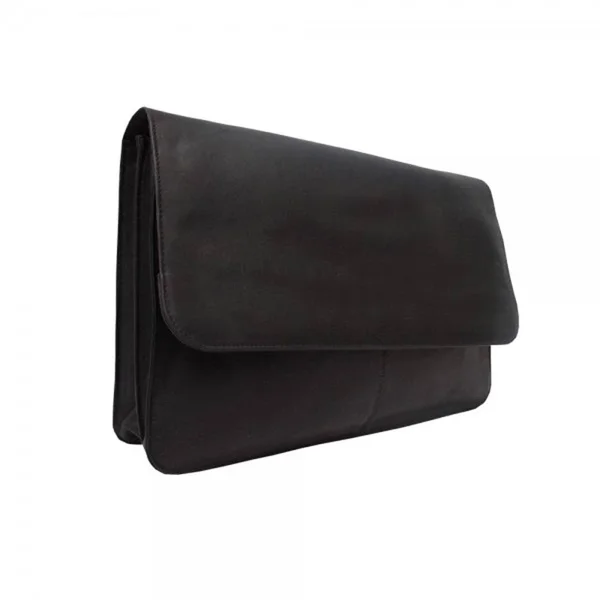 Piel Leather Three Section Flap Portfolio Black