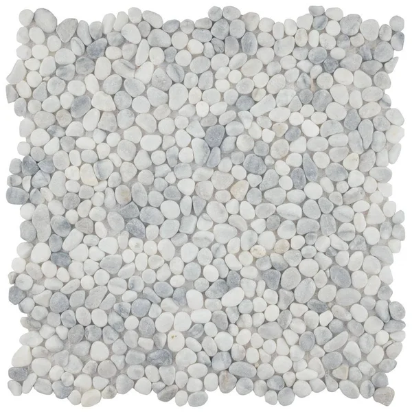 Merola Tile Pebblini White Smoke 12-1/4 in. x 12-1/4 in. x 7mm Pebble Stone Mosaic Tile (10.4 Sq. ft./Case)
