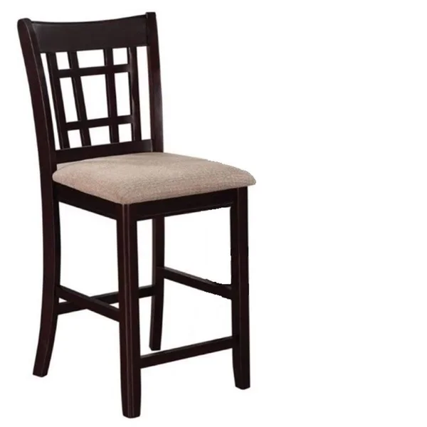 Bowery Hill 25x22 Lattice Back Counter Stool in Light Oak and Espresso