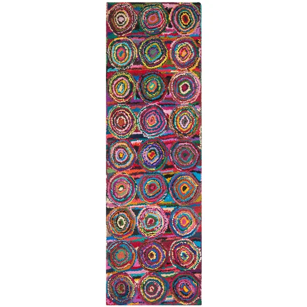Safavieh Nantucket Pink/Multi 8& x 8& Round Area Rug
