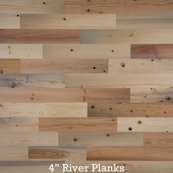 Timberchic 214 Peel and Stick Reclaimed River Wood, 4 in. Planks