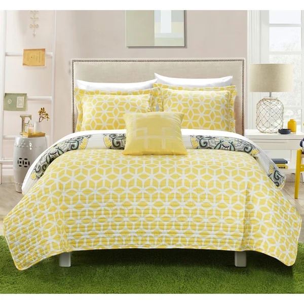 Chic Home Miranda 8 Piece Reversible Quilt Set, Size: King, Green