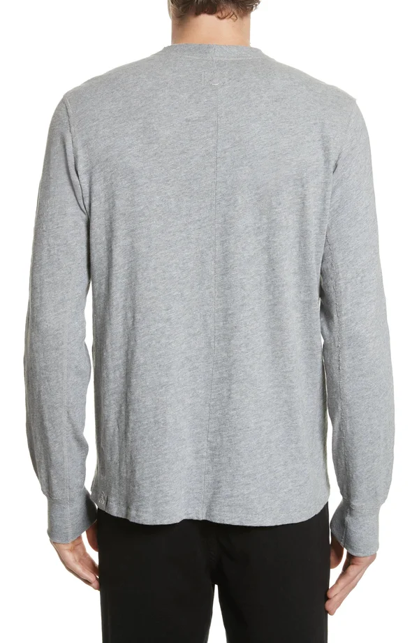 Rag & Bone Men's Classic Long Sleeve Henley - Grey Heather - Size XL