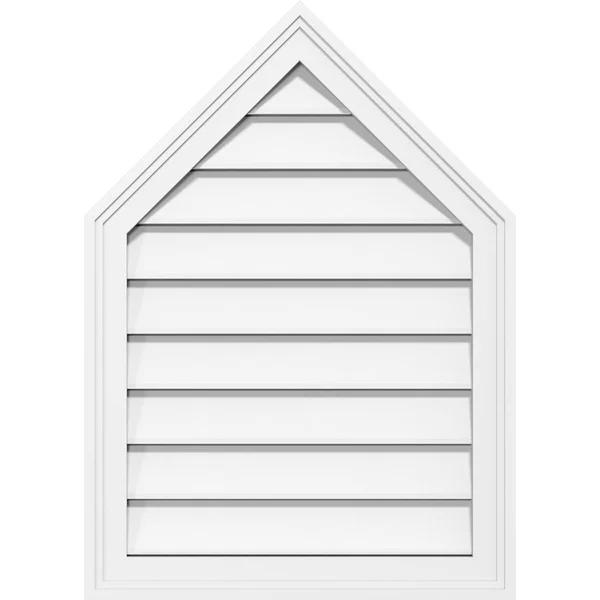 Ekena Millwork GVPPE28X2802SF-13 28x22W x 28x22H Peaked Top Surface Mount PVC Gable Vent 13/12 Pitch: Functional, w/ 2x22W x 1-1