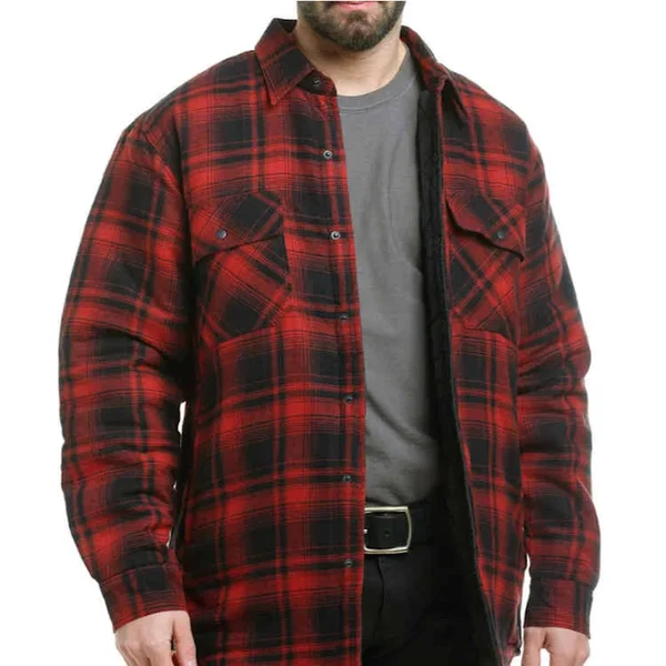 Tough Duck Men's Quilt Lined Flannel Shirt Red/Black XL