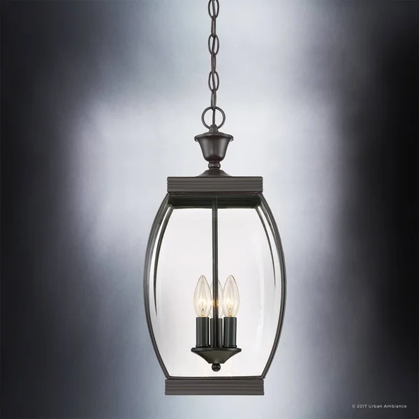 Luxury Colonial Outdoor Pendant Light - Large Size: 20.5x22H x 9x22W, with Transitional Style Elements, Bowed Design, Gorgeous Da