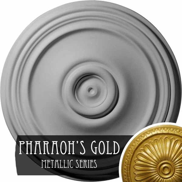 21 inchod x 1 1/4 inchp Reece Ceiling Medallion (Fits Canopies Up to 6 3/4 inch) - Hand-Painted Pharaoh&s Gold