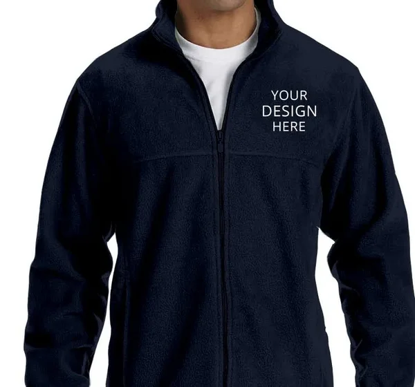 Custom Embroidered Harriton Men's 8 oz. Full-Zip Fleece Jacket - Size: L, Navy