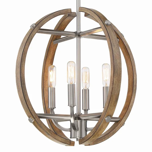 Minka Lavery Country Estates 4-Light Pendant 4012-280, Sun Faded Wood