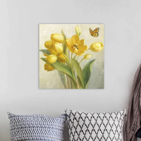 Yellow French Tulips, Canvas Wall Art, 20x20, Great Big Canvas